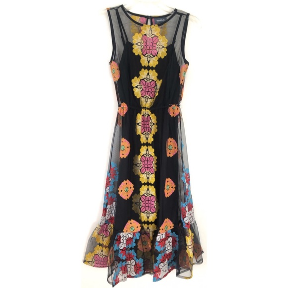 Modcloth Follow My Lead Embroidered Midi Dress XXS - Picture 6 of 9